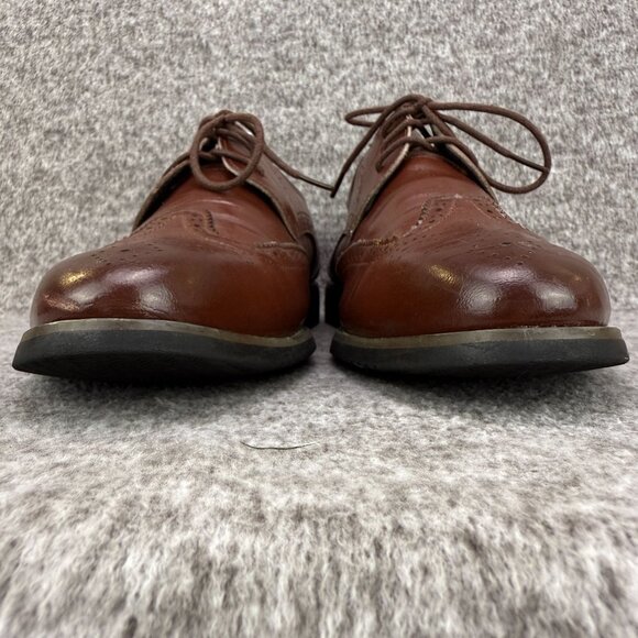 ✅Mens EU 43 Brown Brogue Dress Oxford Shoes Classic Wingtip Lace Up Derby Rubber - Picture 3 of 12
